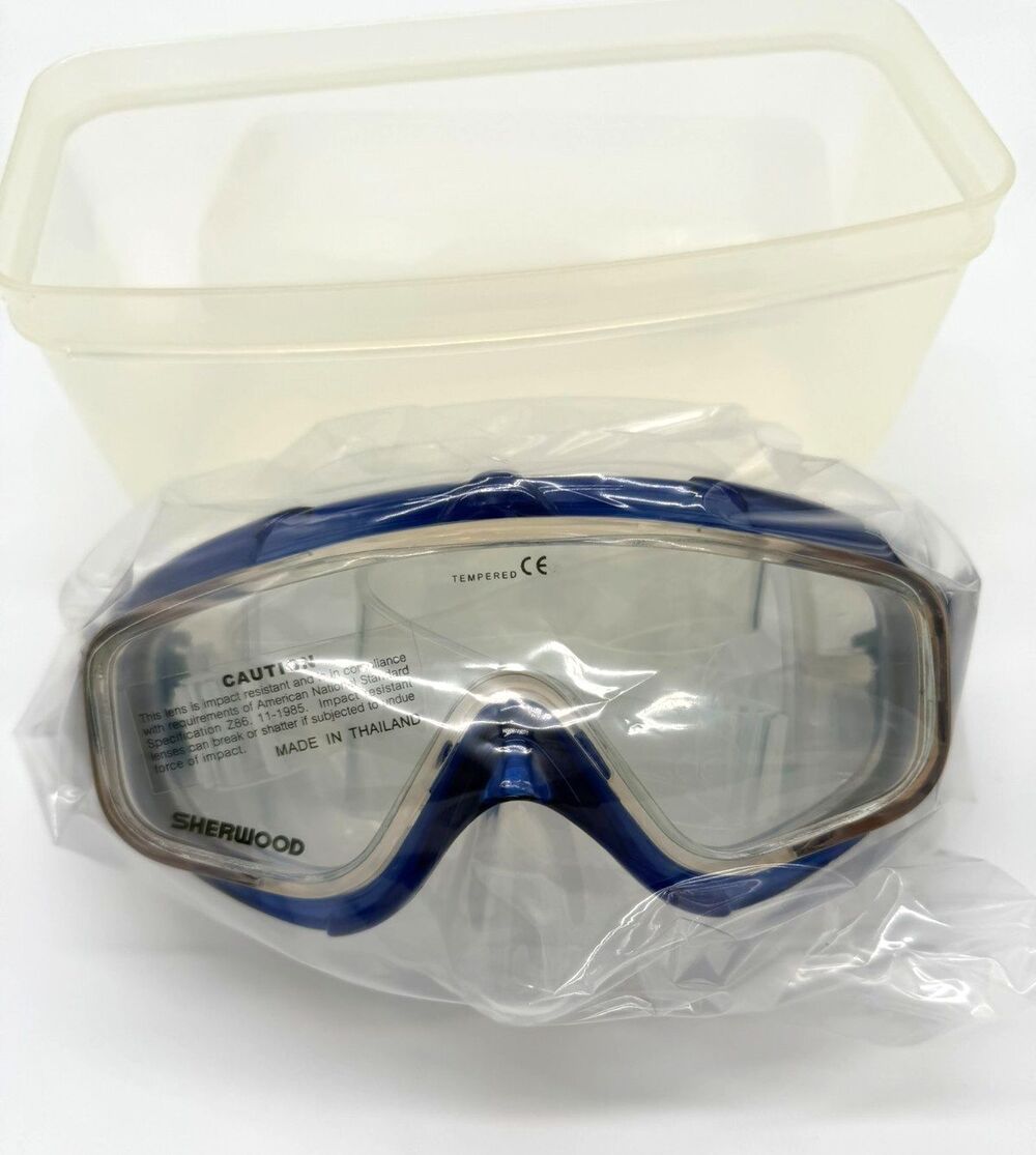 Sherwood Scuba Magnum EX Dive Mask Blue - New In Box NOS - Tempered Glass